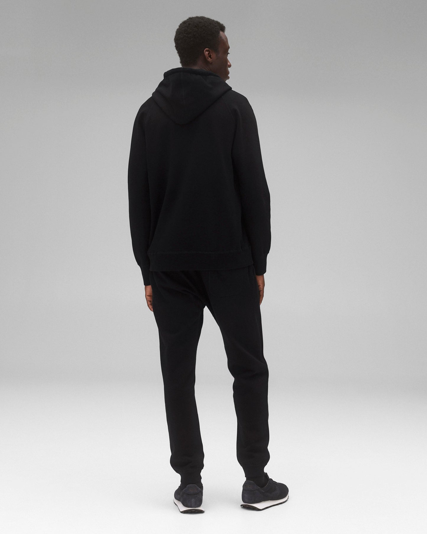 Kyoto Black Midweight Terry Slim Hoodie