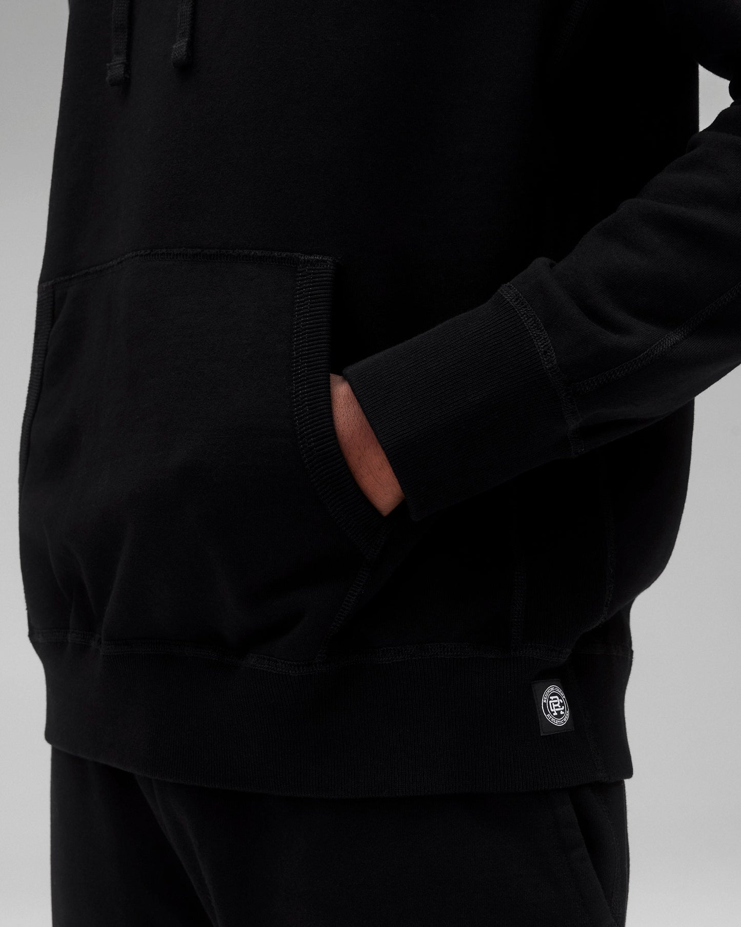 Kyoto Black Midweight Terry Slim Hoodie