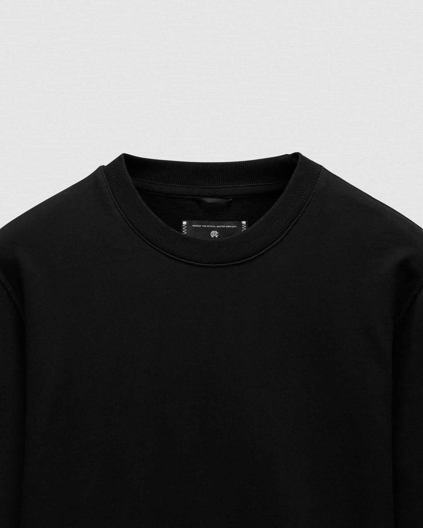 Kyoto Black Midweight Terry Slim Crewneck