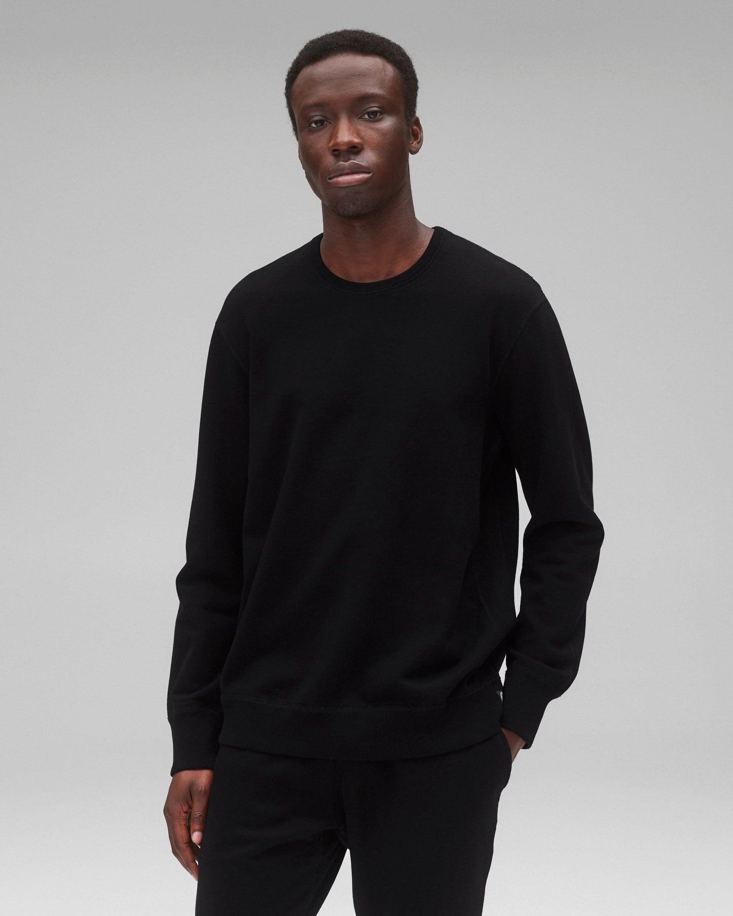 Kyoto Black Midweight Terry Slim Crewneck