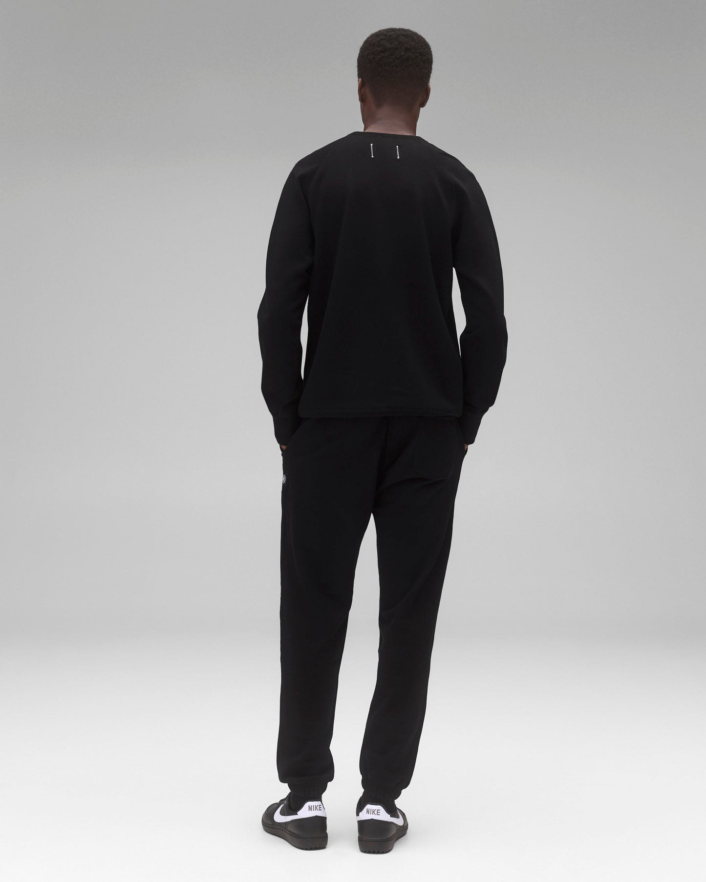 Kyoto Black Midweight Terry Slim Crewneck