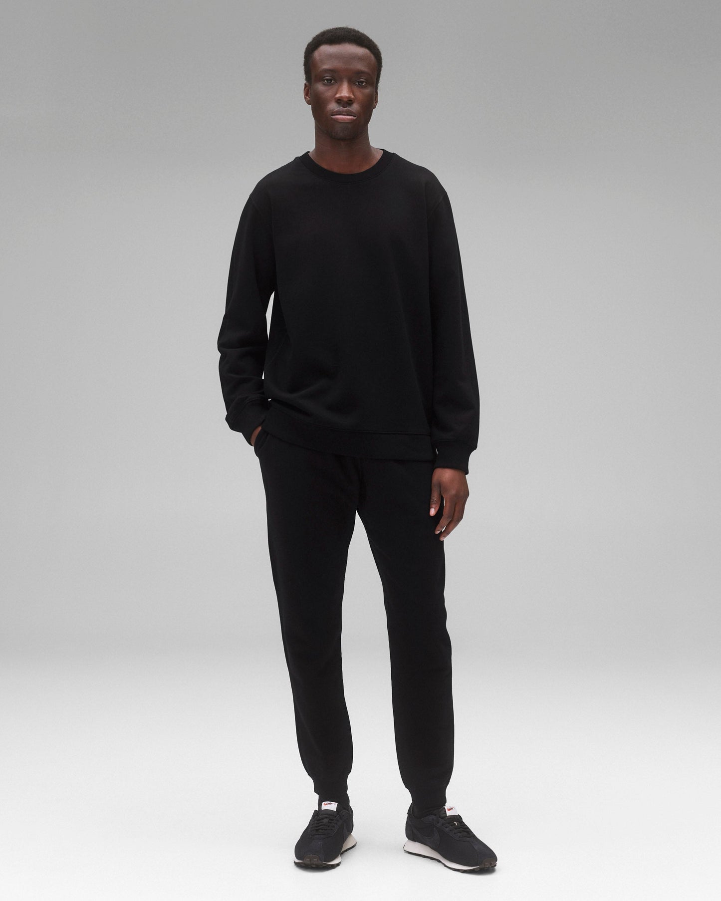 Kyoto Black Midweight Terry Classic Crewneck