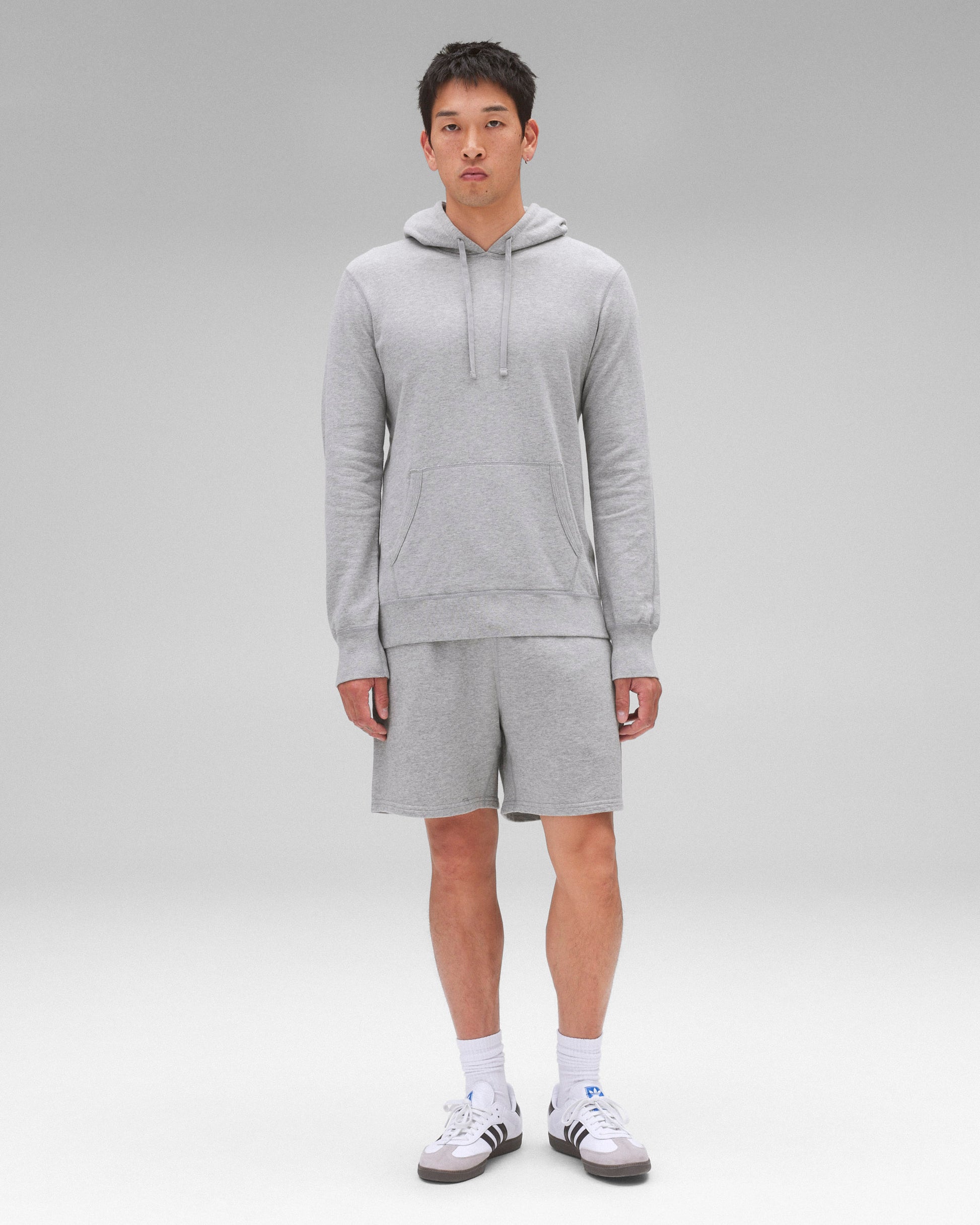 Lightweight Terry Slim Hoodie Heather Grey