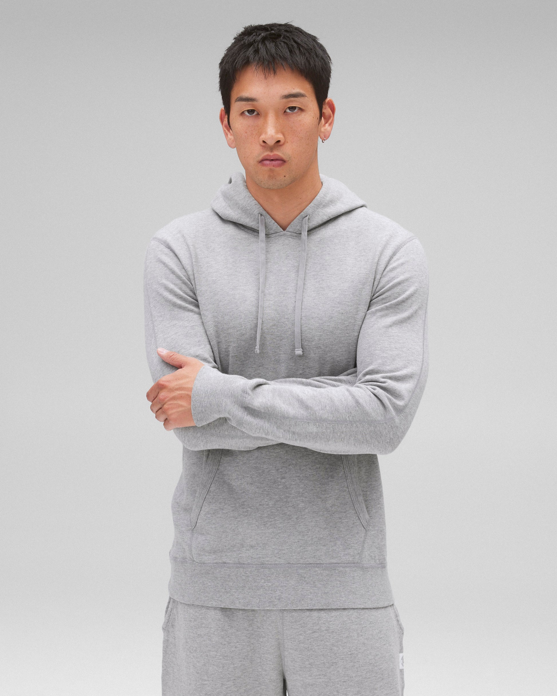 Lightweight Terry Slim Hoodie Heather Grey