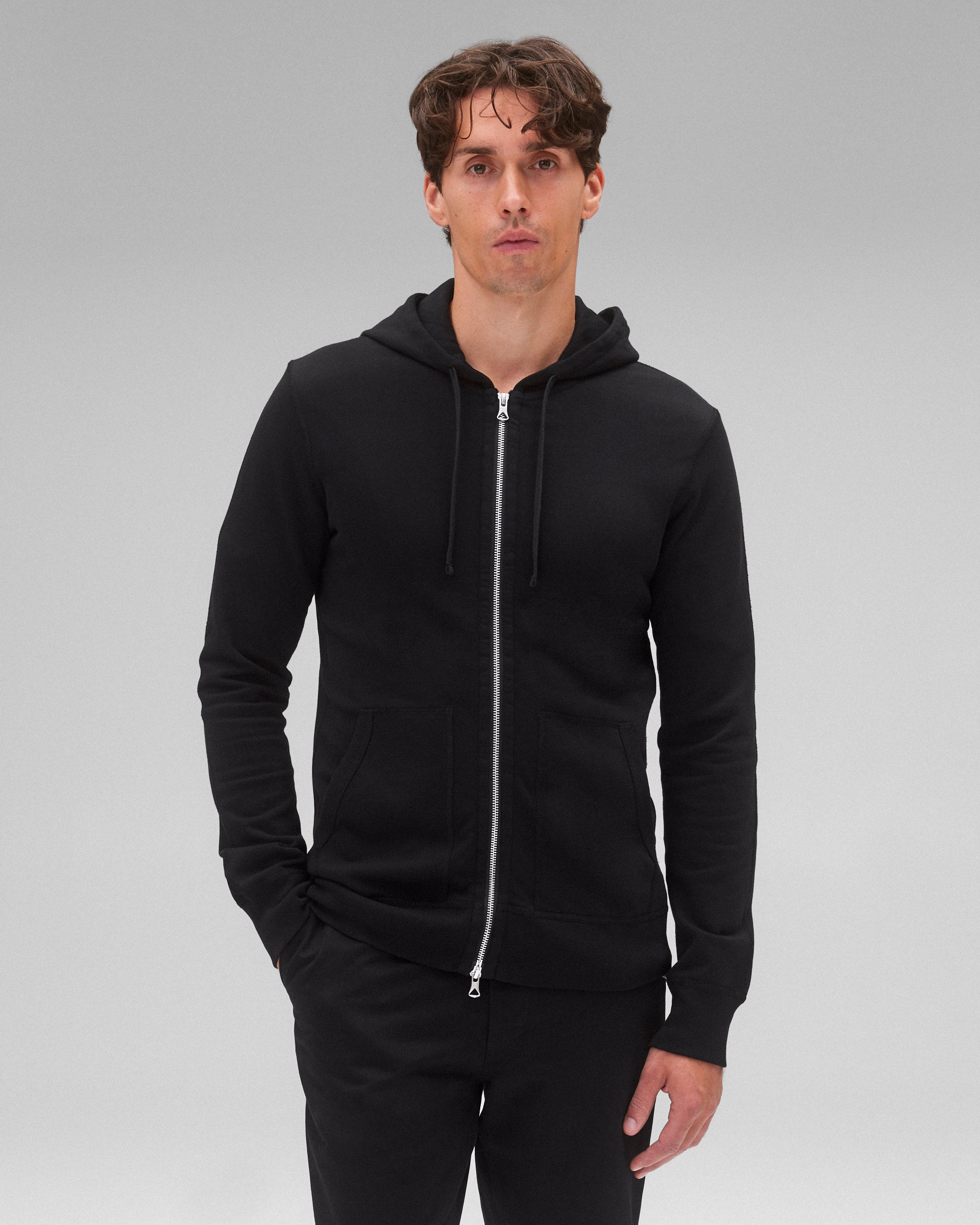 Slim fit black zip up hoodie on sale