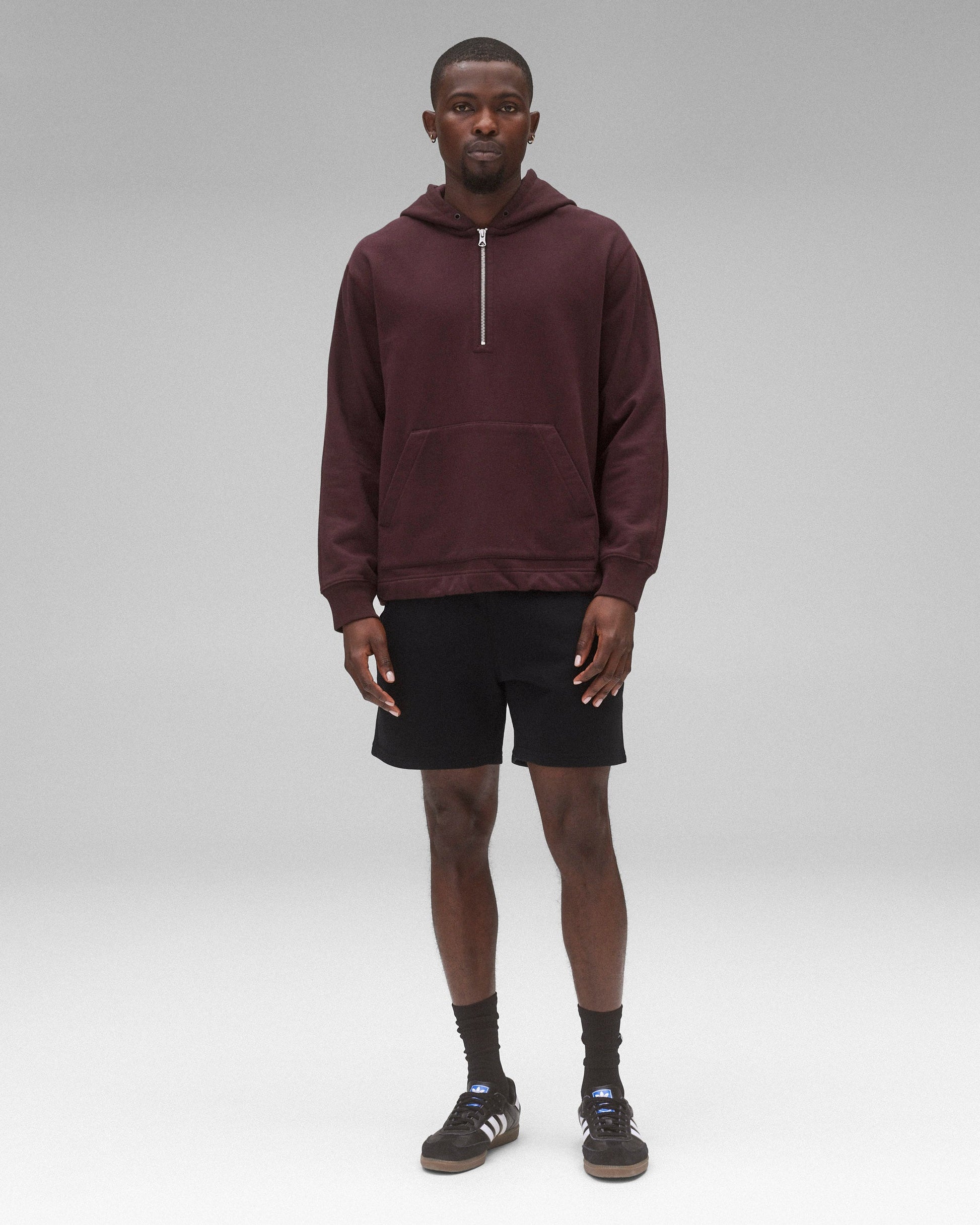 Midweight Terry Half-Zip Hoodie Oxblood