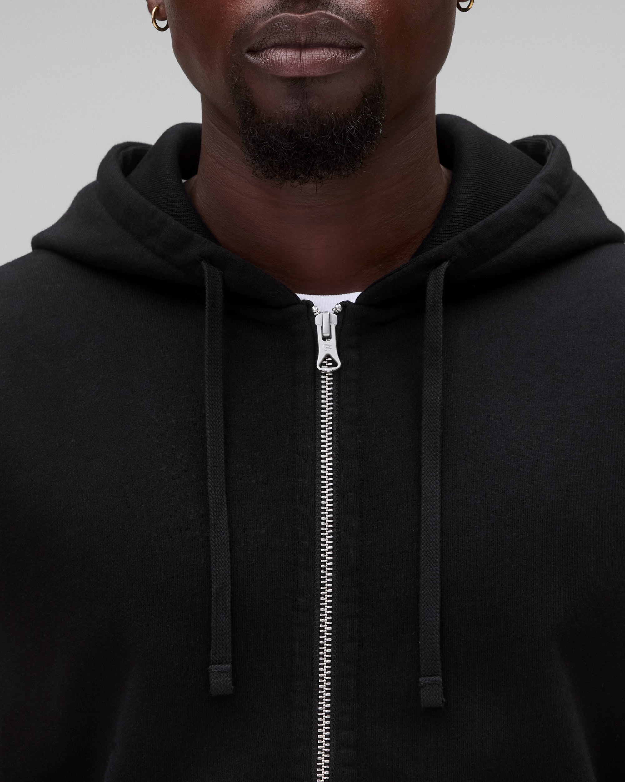 Reigning Champ Full-Zip Black Hoodie Sweater Size store Large