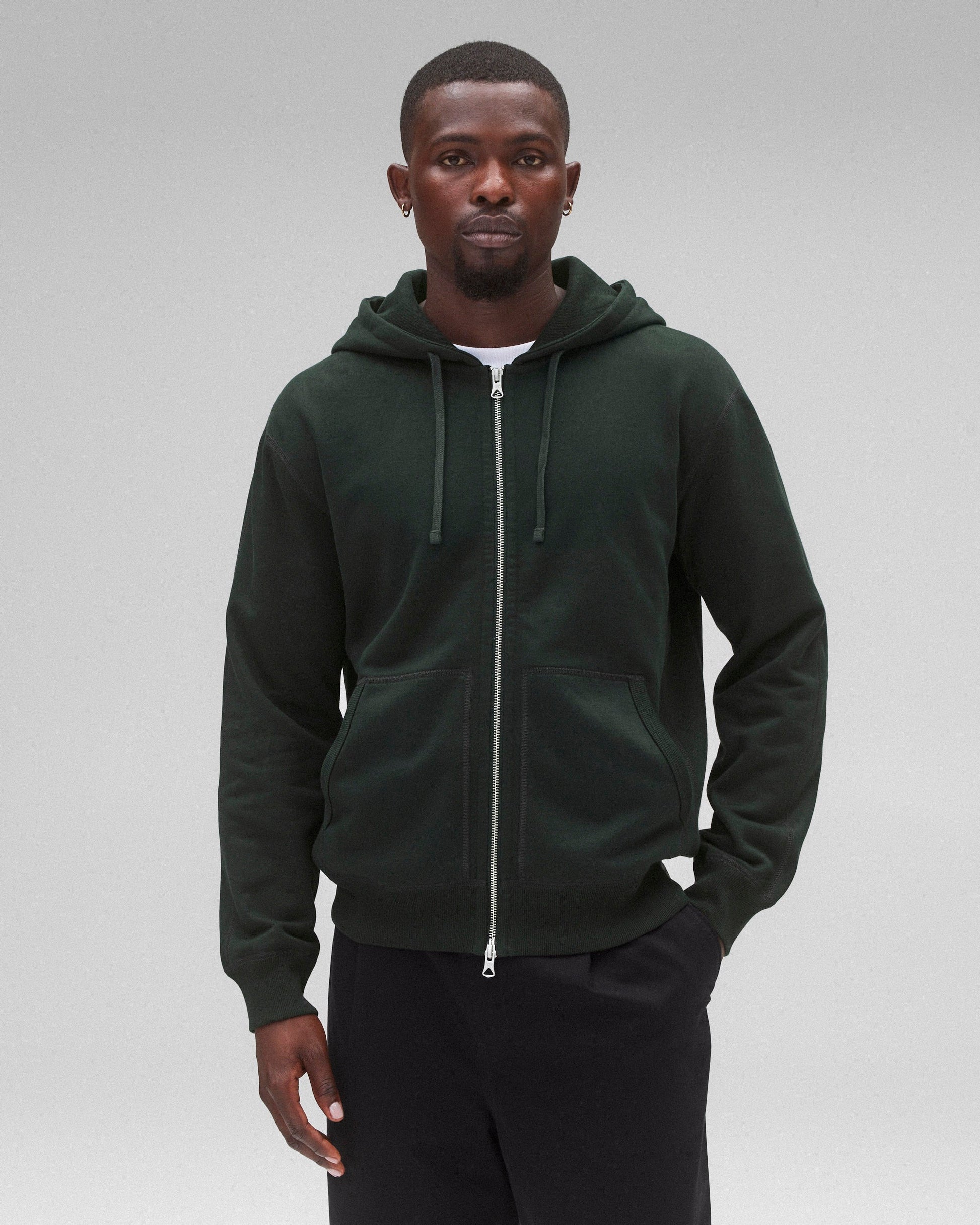 Midweight Terry Standard Zip Hoodie Petrol