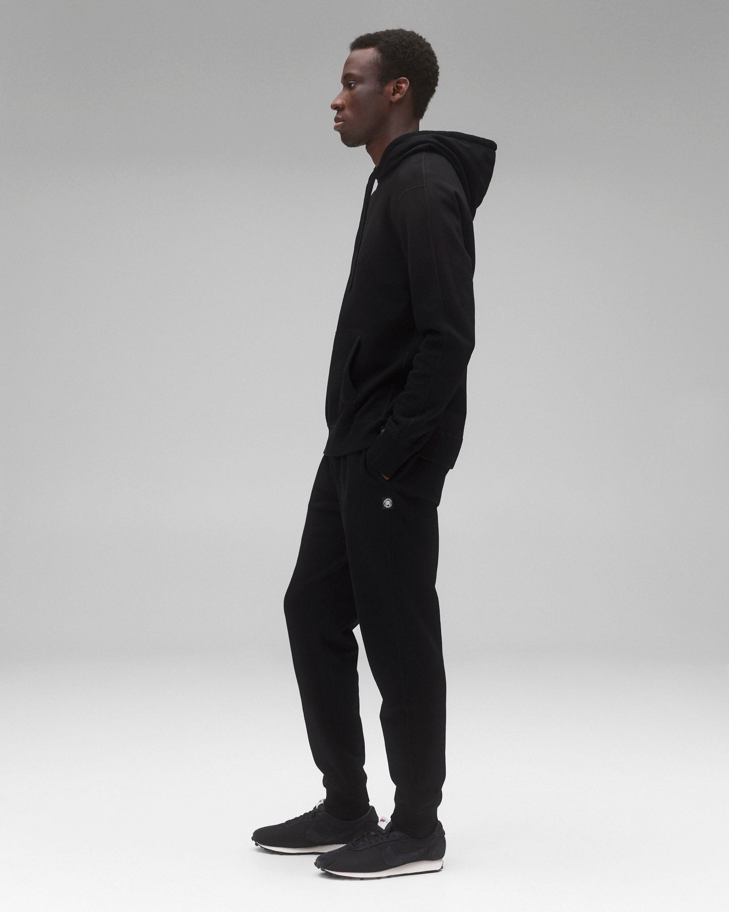 Kyoto Black Midweight Terry Slim Sweatpant