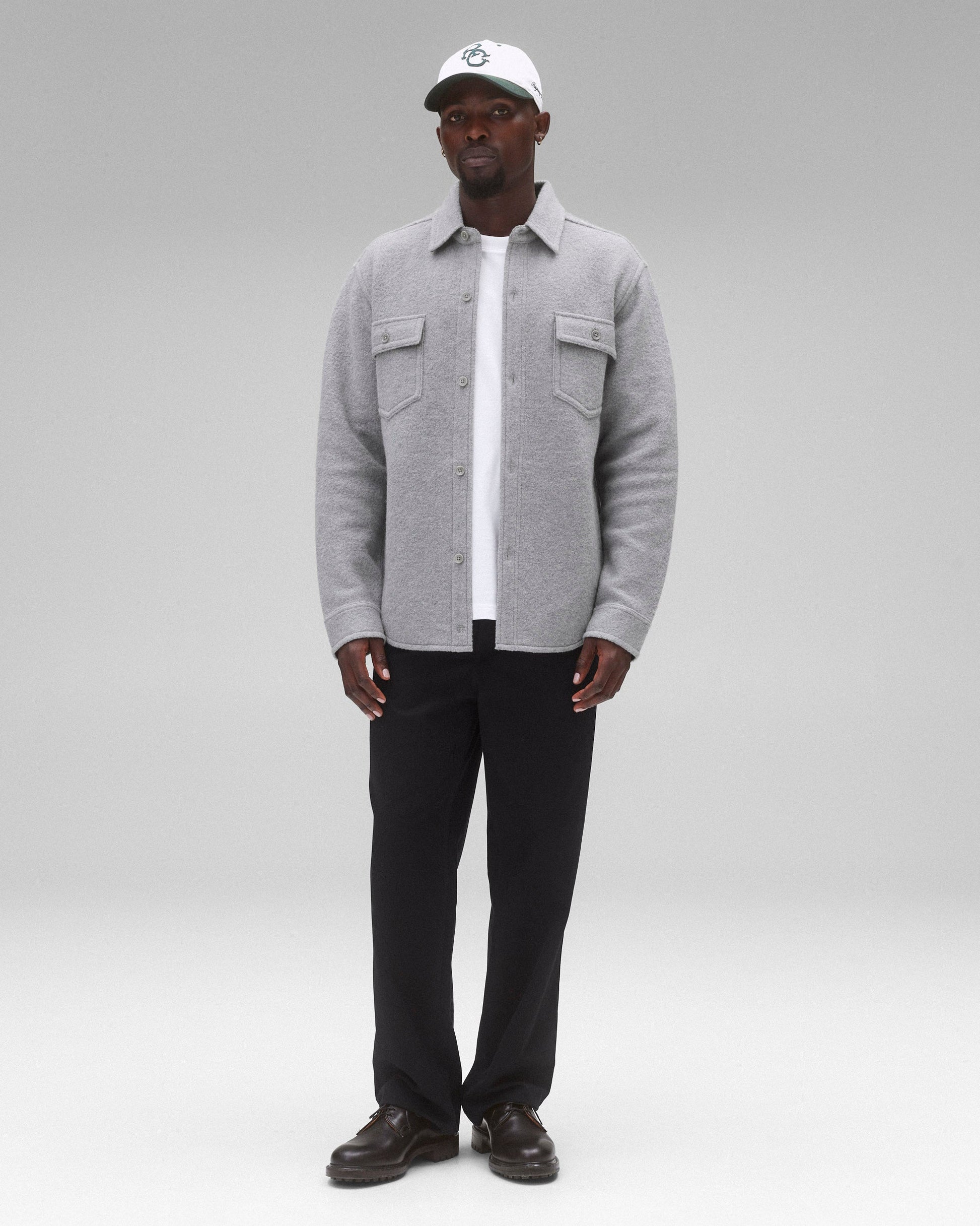 Boiled Wool Warden Overshirt Heather Grey