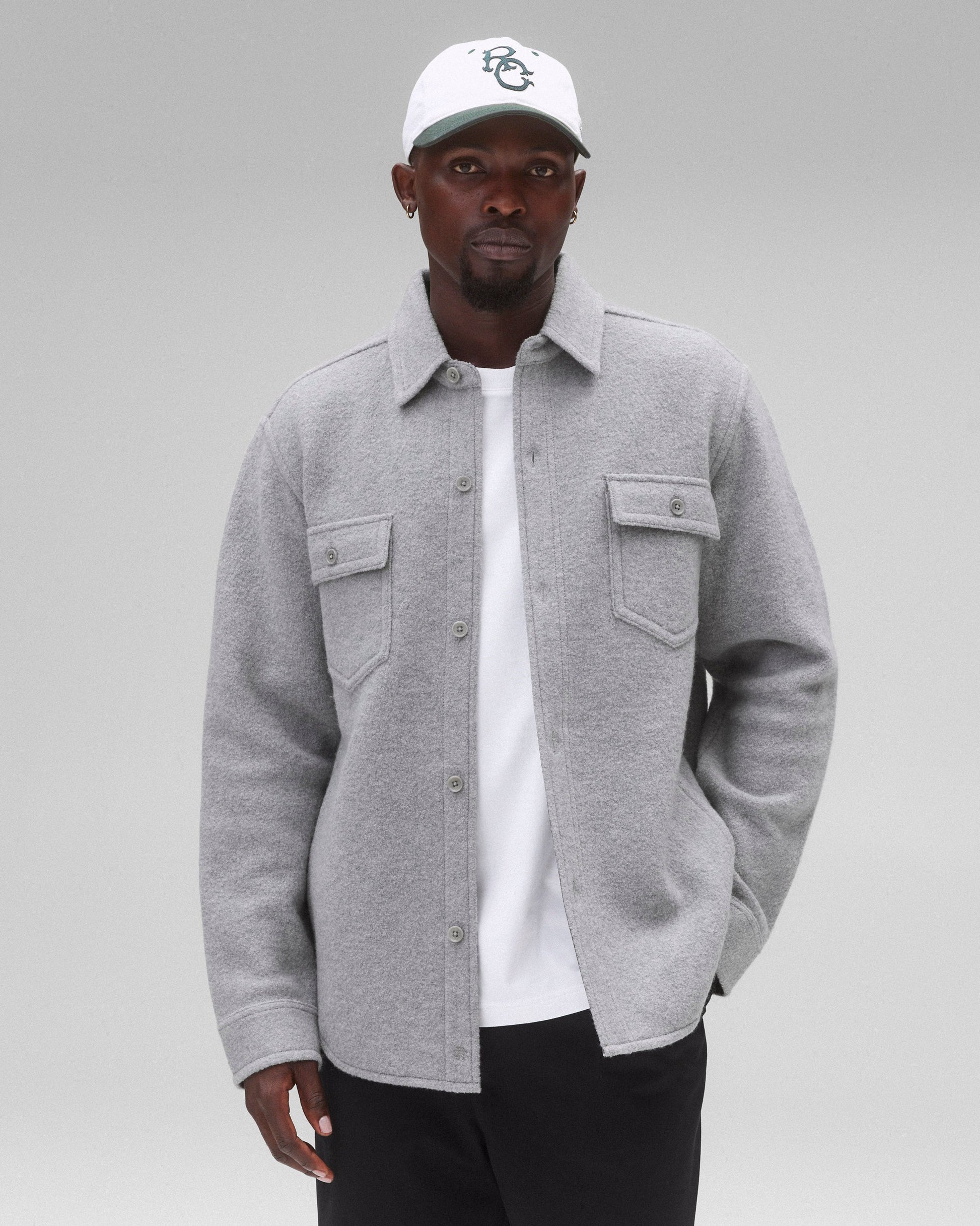 Boiled Wool Warden Overshirt Heather Grey