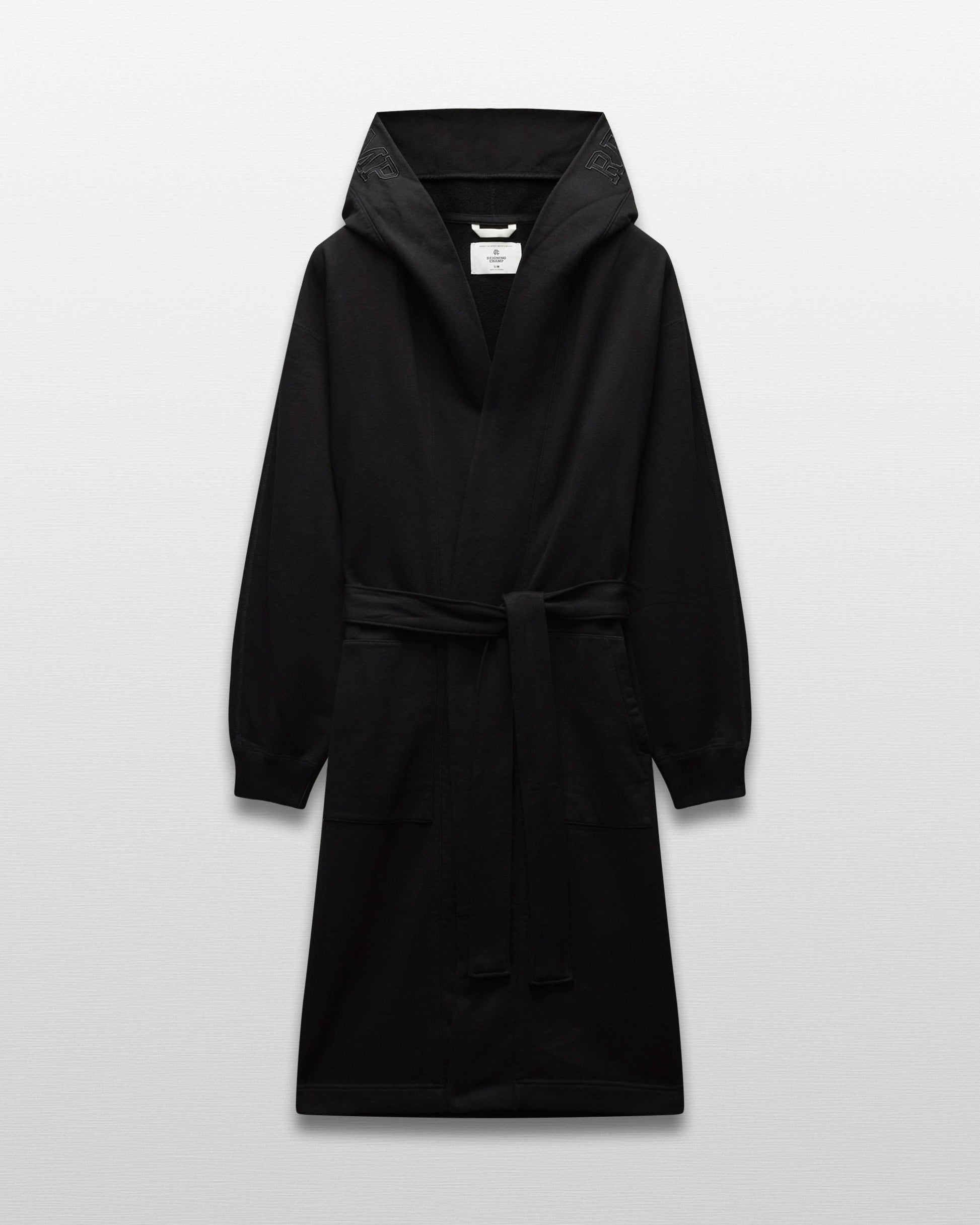 Reigning Champ | Midweight Terry Logo Relaxed Hooded Robe | Men's | Black | L/XL Reigning Champ | Midweight Terry Logo Relaxed Hooded Robe | Men's | Black | L/XL