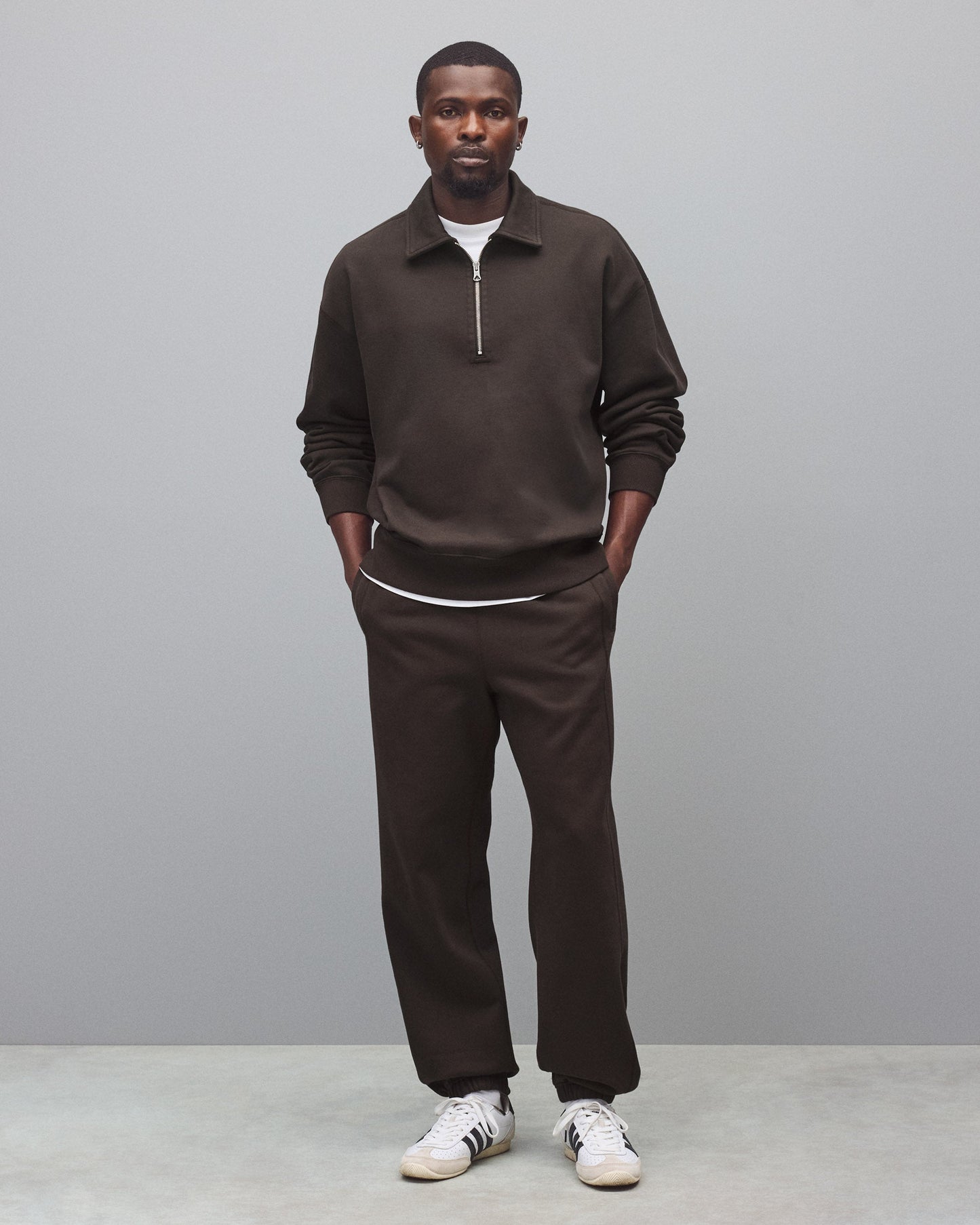 Brushed Fleece Relaxed Half Zip Sweatshirt