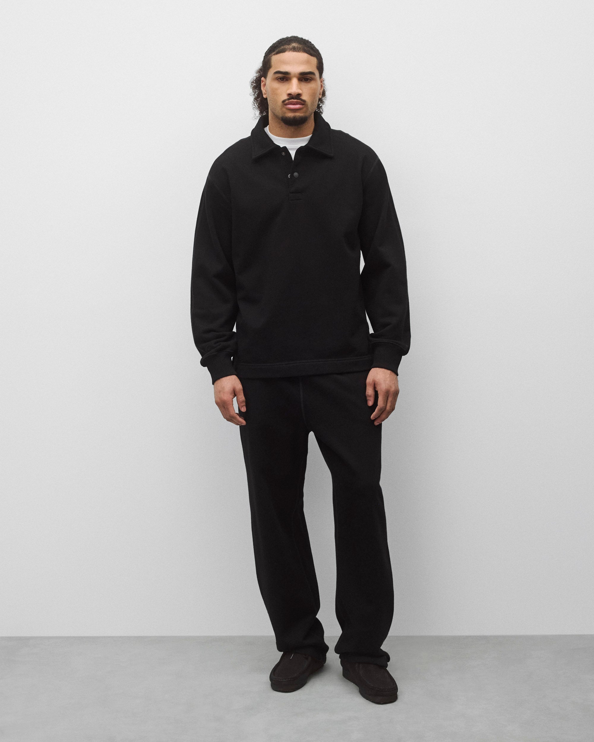 Kyoto Black Midweight Terry Rugby Standard Sweater | Reigning