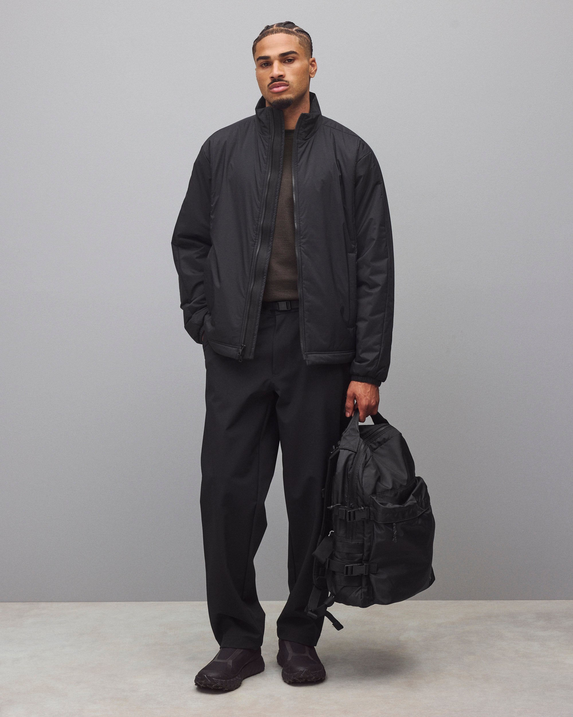 ジャケット・アウター REIGNING CHAMP Nylon Track Jacket Reigning Champ Black Nylon Ripstop Signal Jacket Reigning Champ