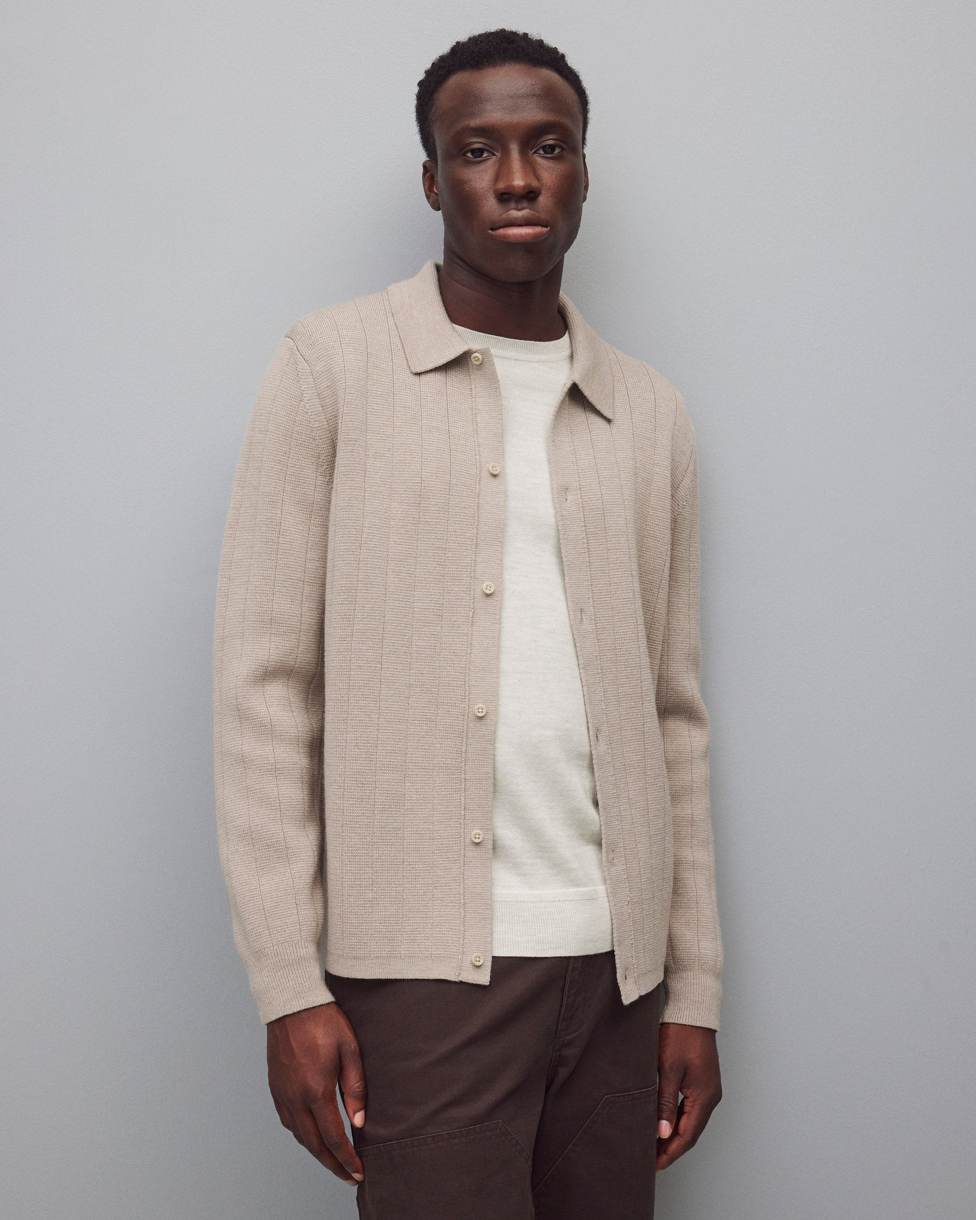 simianringシミアンリングAlpaca Shirt［Beige］ Merino Drop Needle Pier Shirt | Reigning Champ | Reigning Champ US