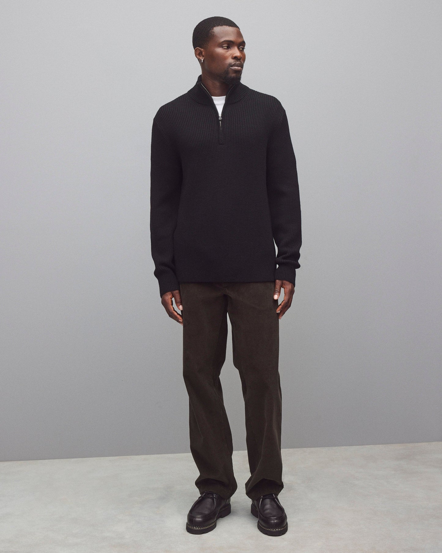 Merino Rib Vinnie Quarter Zip
