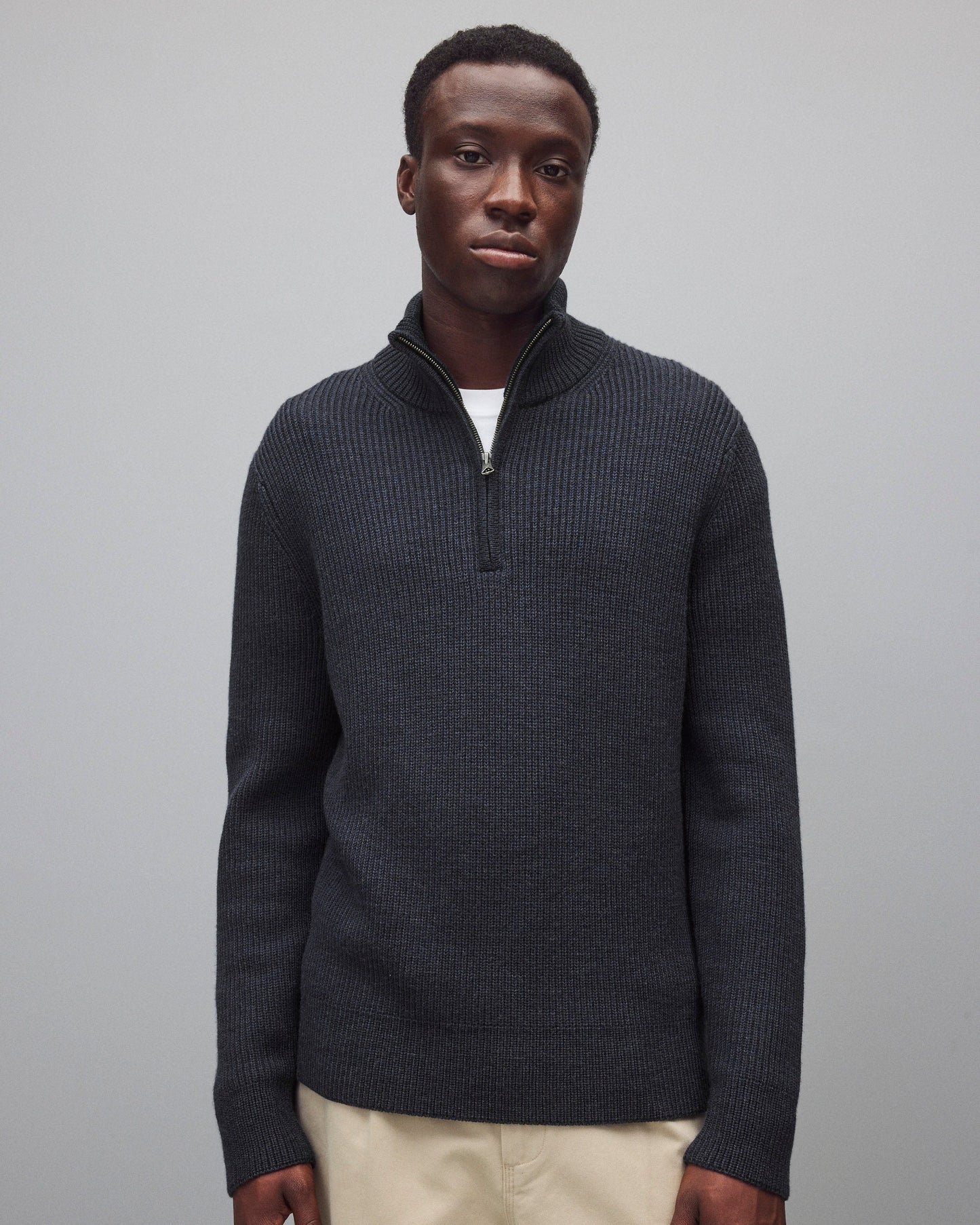 Merino Rib Vinnie Quarter Zip