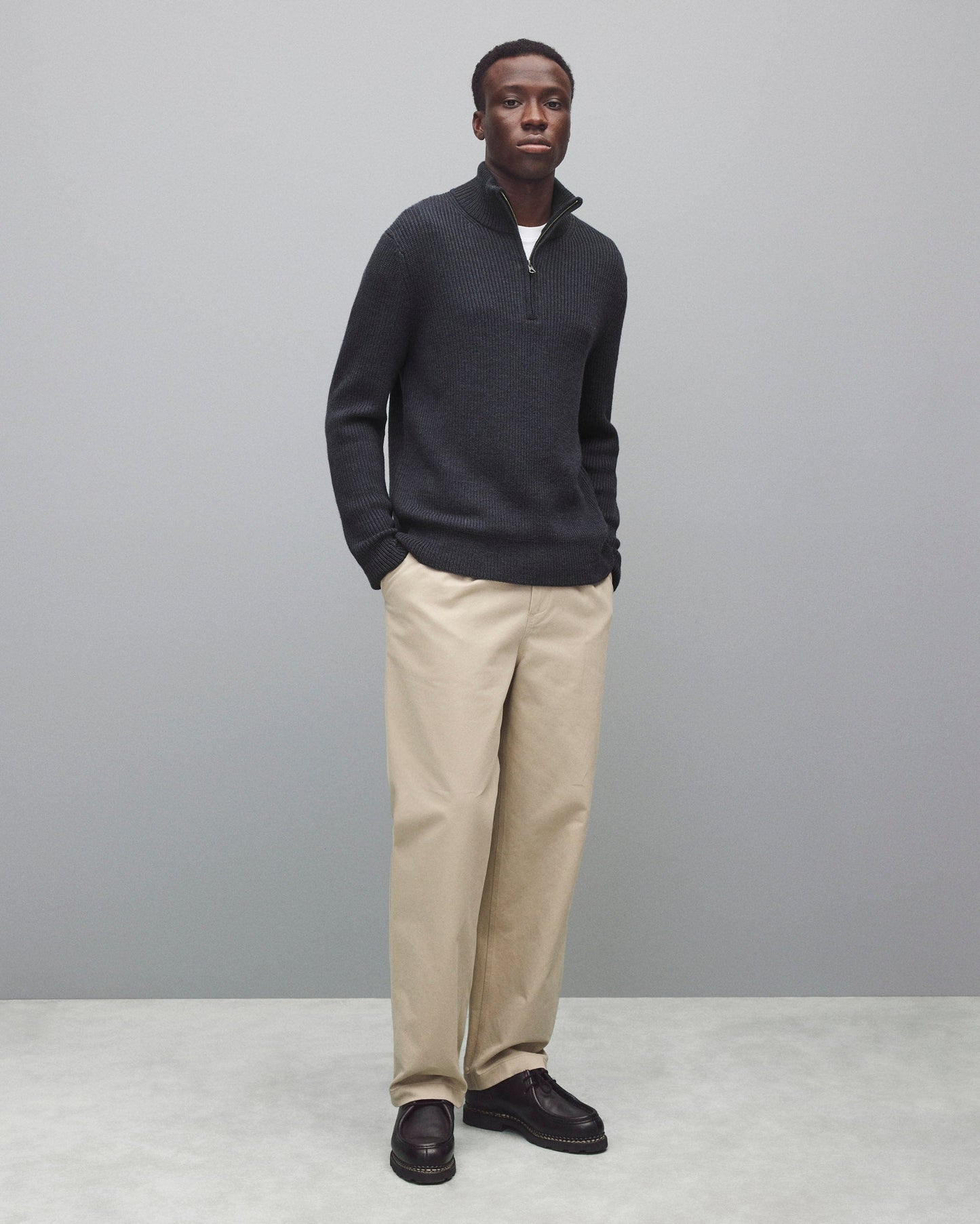 Merino Rib Vinnie Quarter Zip