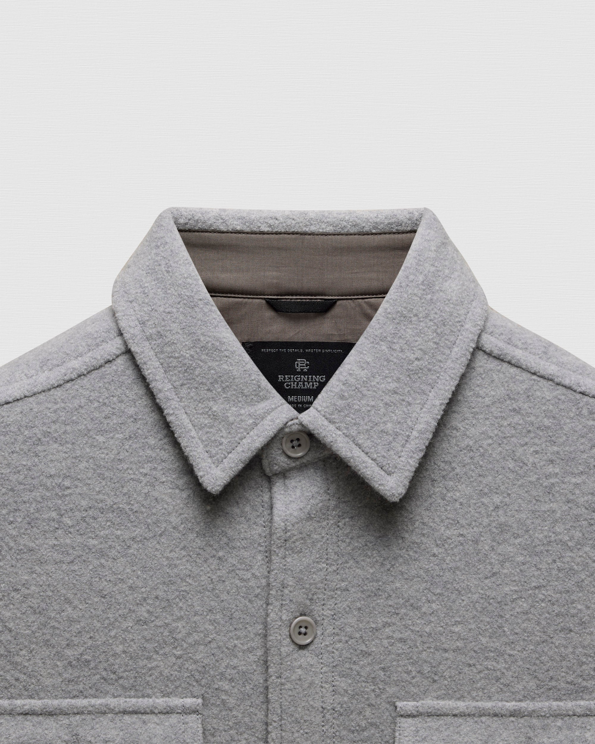 REIGNING CHAMP レイニングチャンプ 24AW MELTON WOOL COLISEUM JACKET ボイルドメリノウール スタジャン 24011071034630 M グレー スタジアムジャンパー 定価97,900円 バーシティジャケット アウター【中古】【REIGNING CHAMP】 Boiled Wool Warden Overshirt | Reigning Champ | Reigning Champ US
