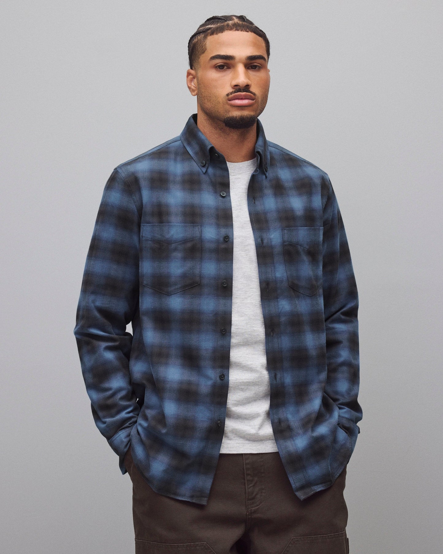 Cotton Plaid Site Standard Shirt
