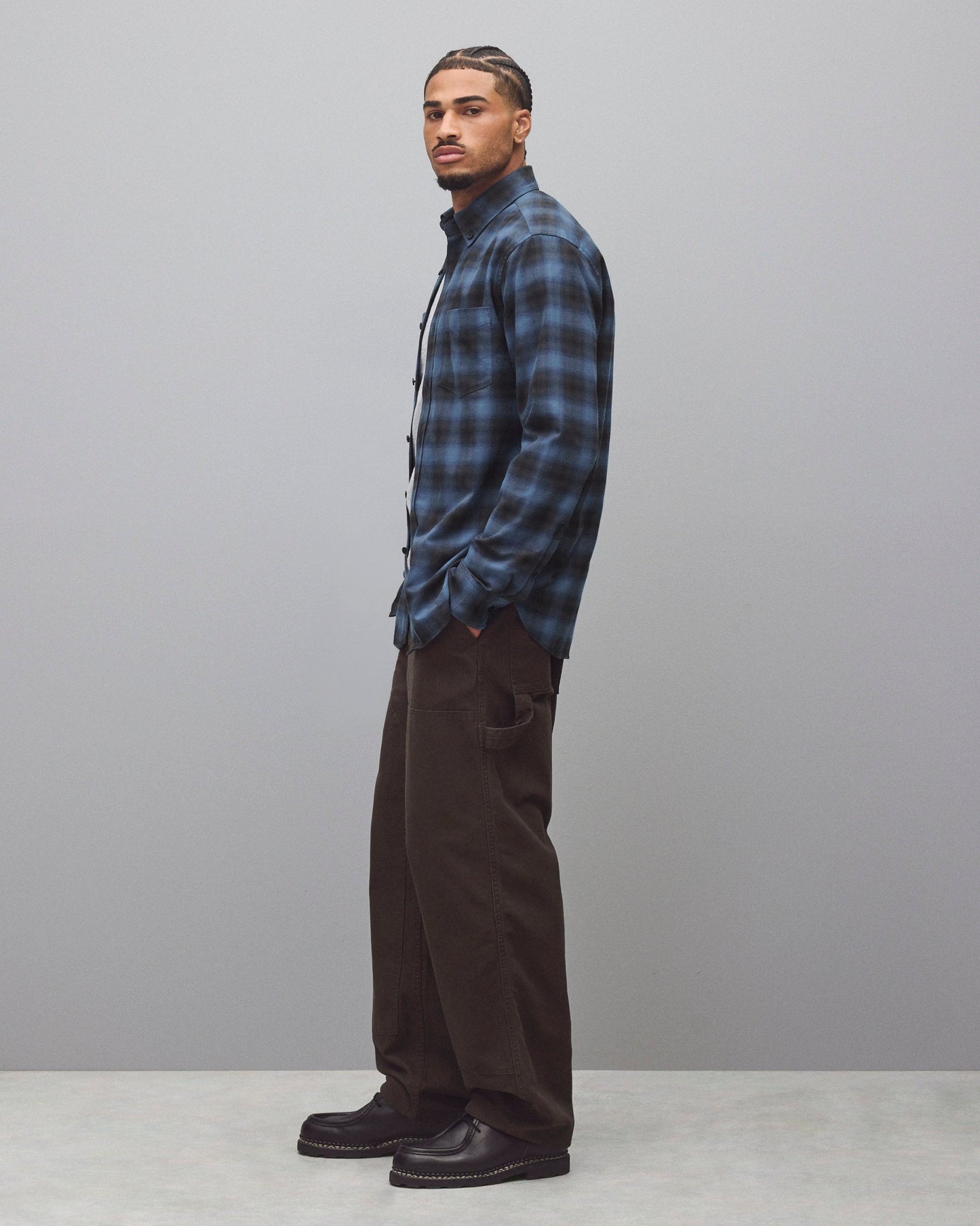 Cotton Plaid Site Standard Shirt
