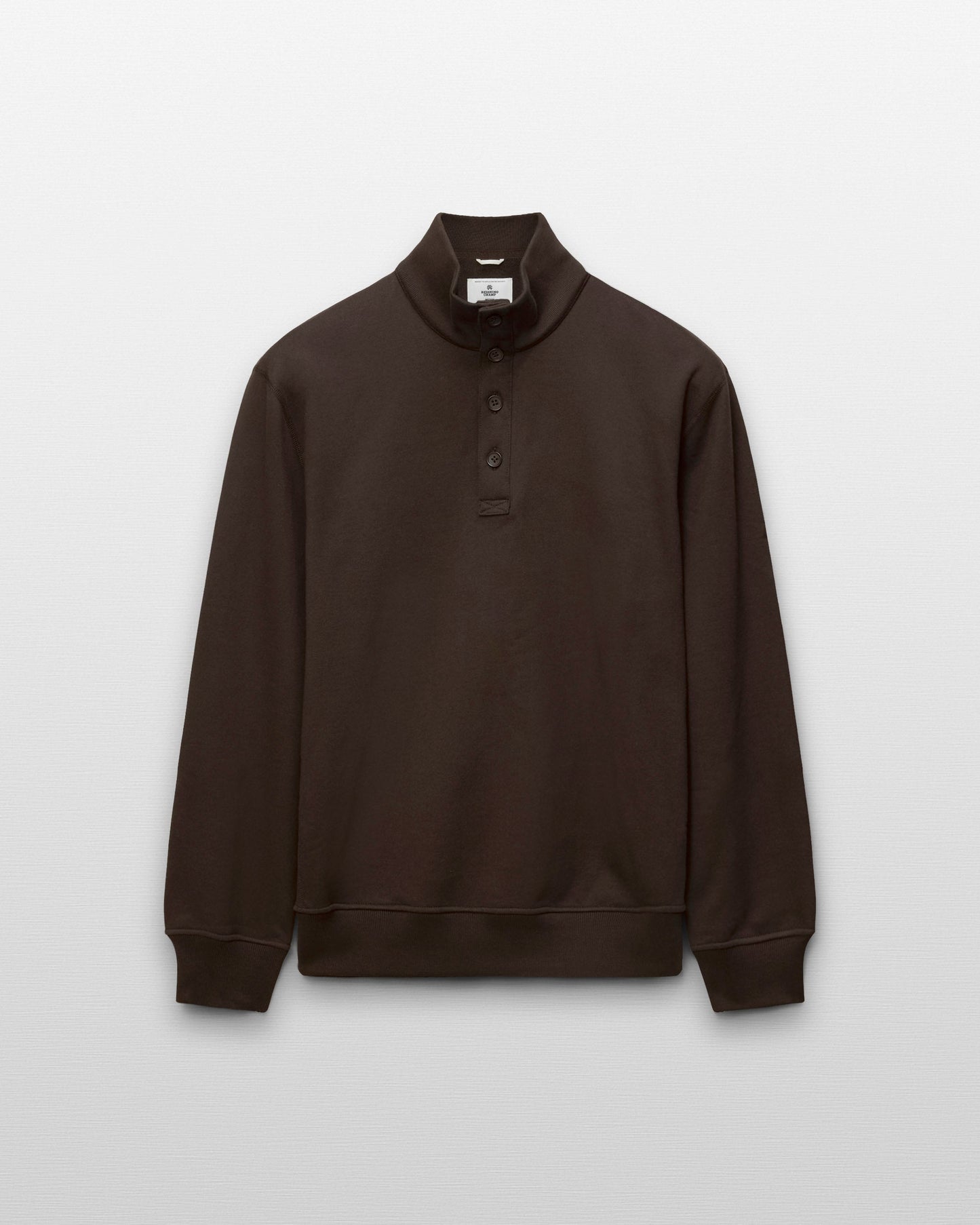 Midweight Terry Standard Button Mockneck