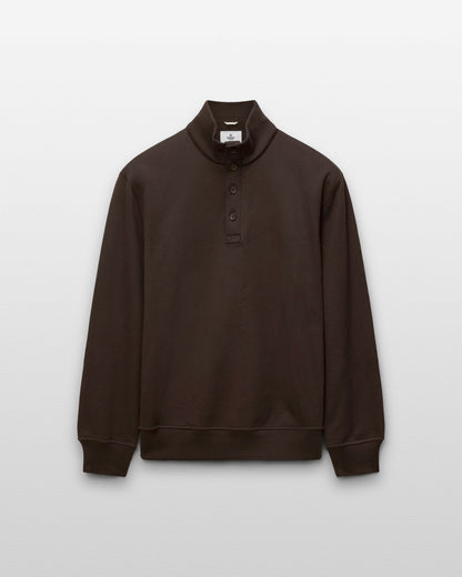 Midweight Terry Standard Button Mockneck