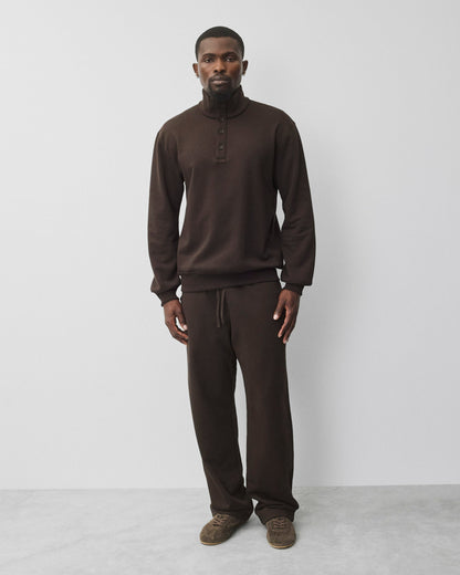 Midweight Terry Standard Button Mockneck