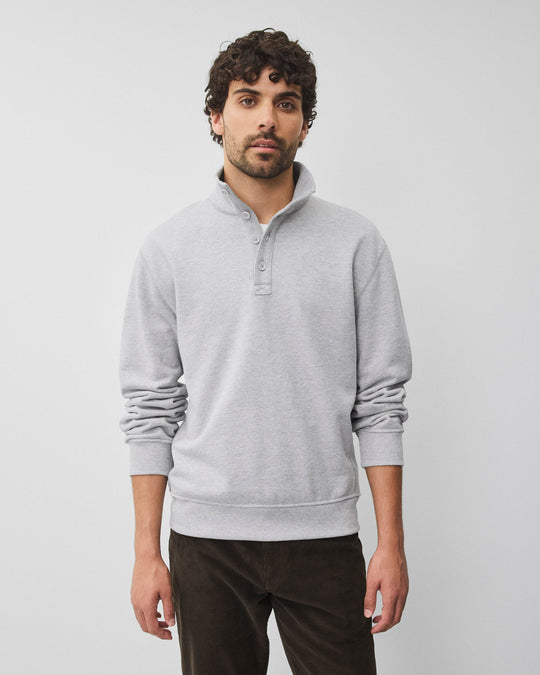 Midweight Terry Standard Button Mockneck