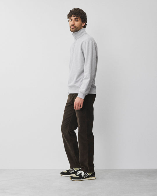 Midweight Terry Standard Button Mockneck