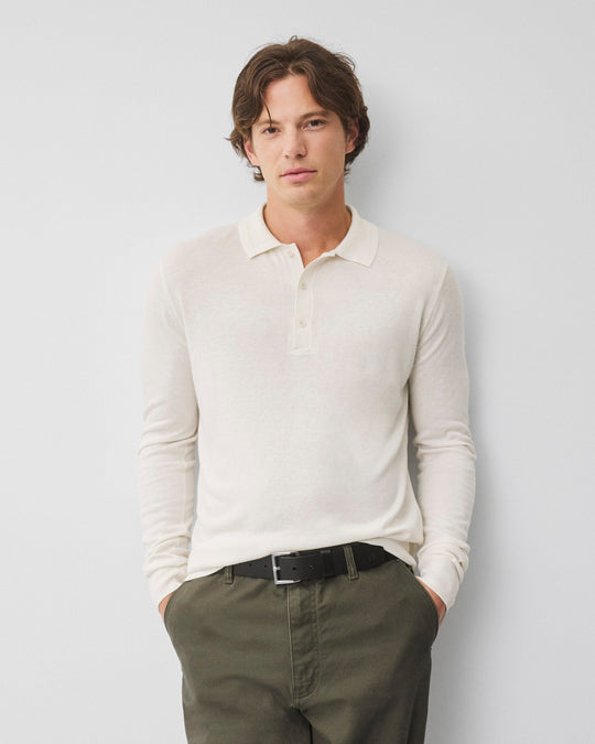 Silk Cashmere Longsleeve Polo