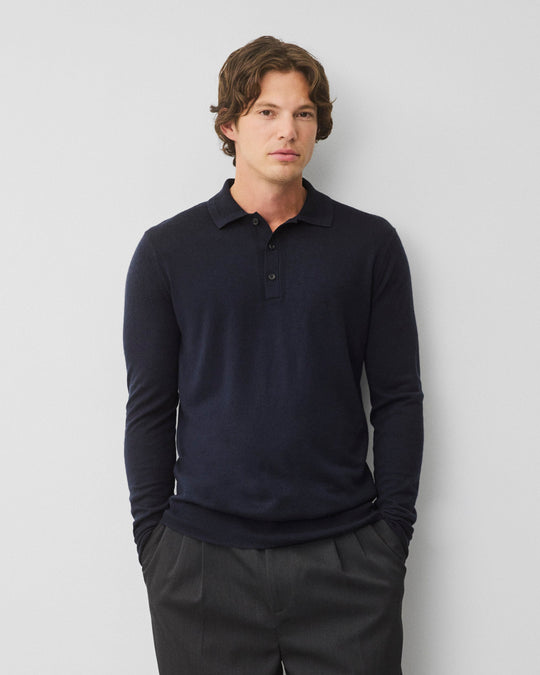 Silk Cashmere Longsleeve Polo