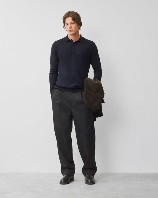 Silk Cashmere Longsleeve Polo