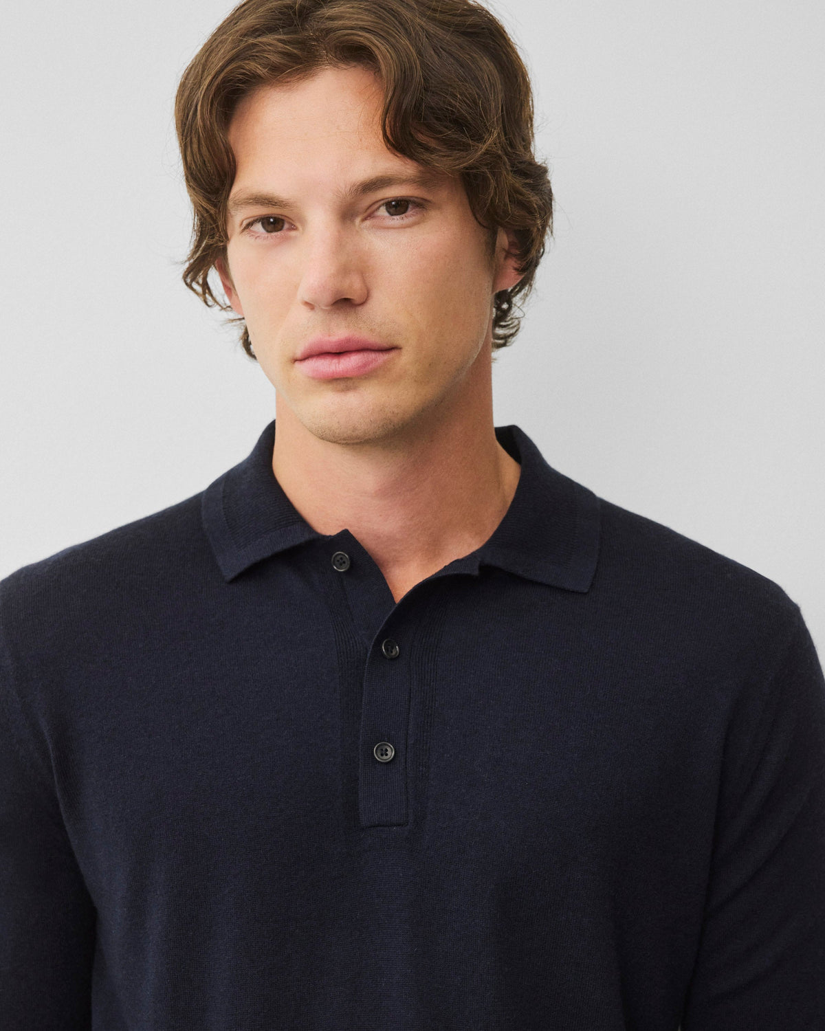 Silk Cashmere Longsleeve Polo