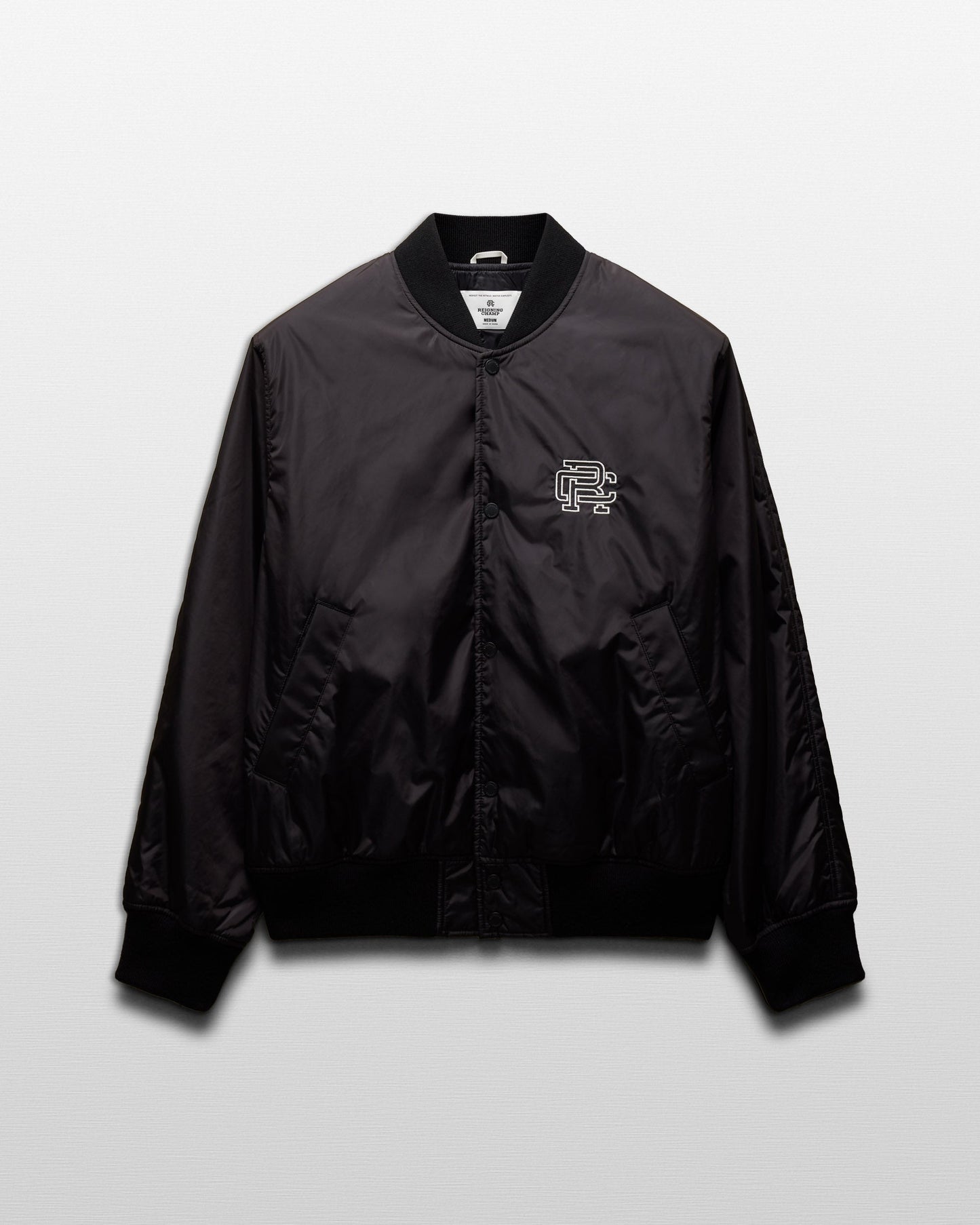 Econyl Satin Nylon Arch Logo Stadium Jacket