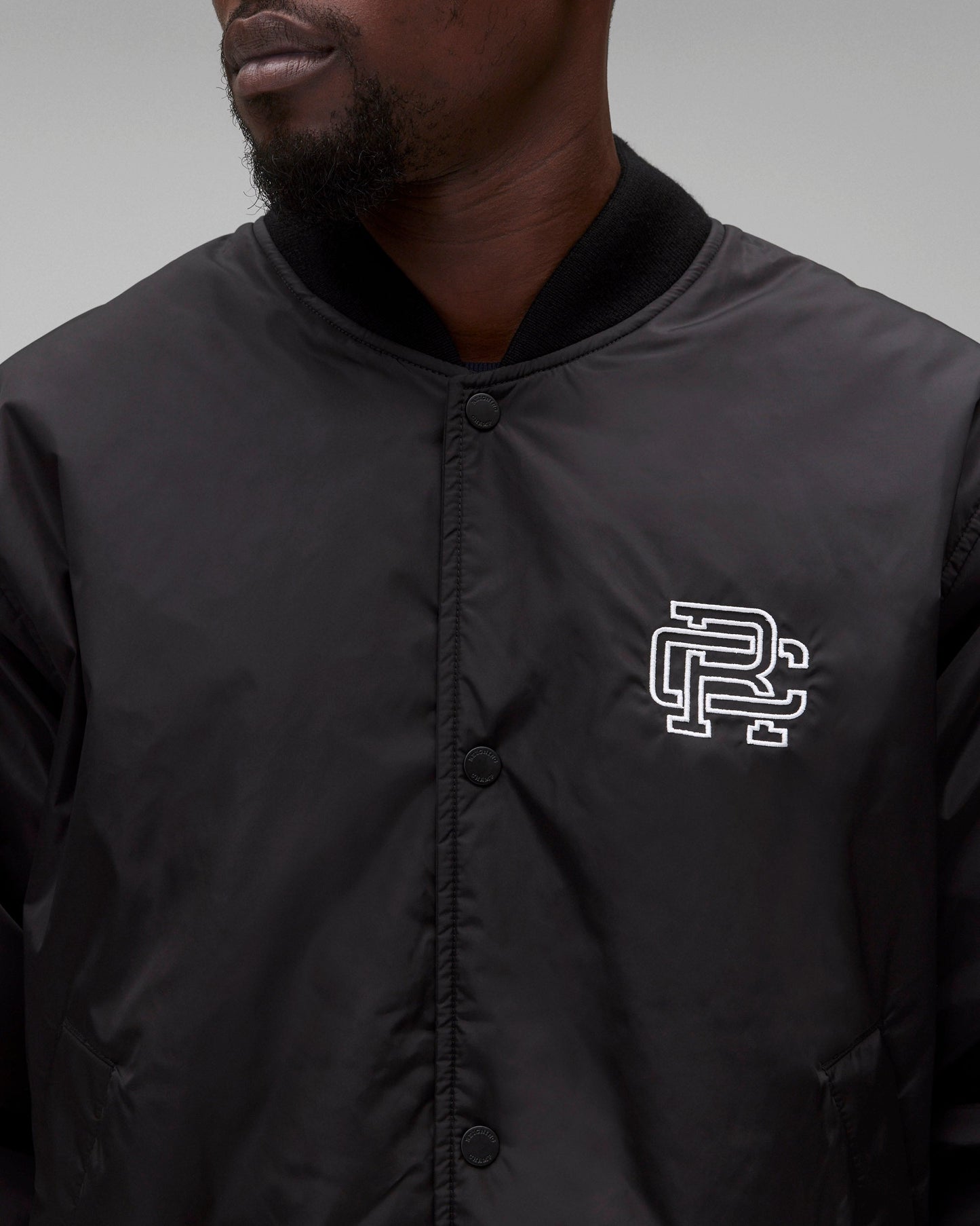 Econyl Satin Nylon Arch Logo Stadium Jacket