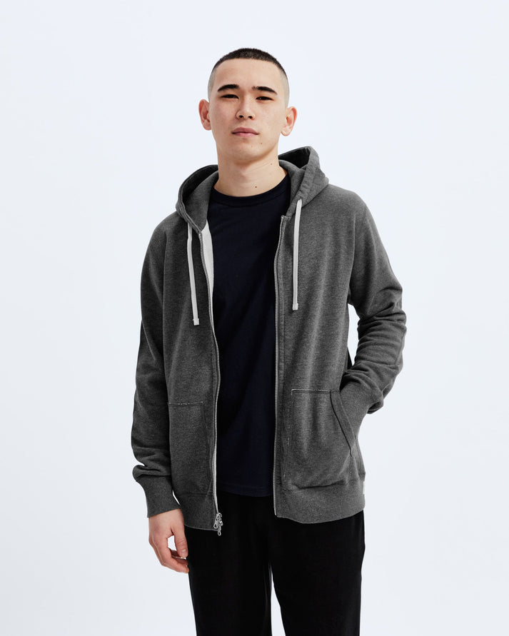 Midweight Terry Full-Zip Hoodie - Heather Carbon