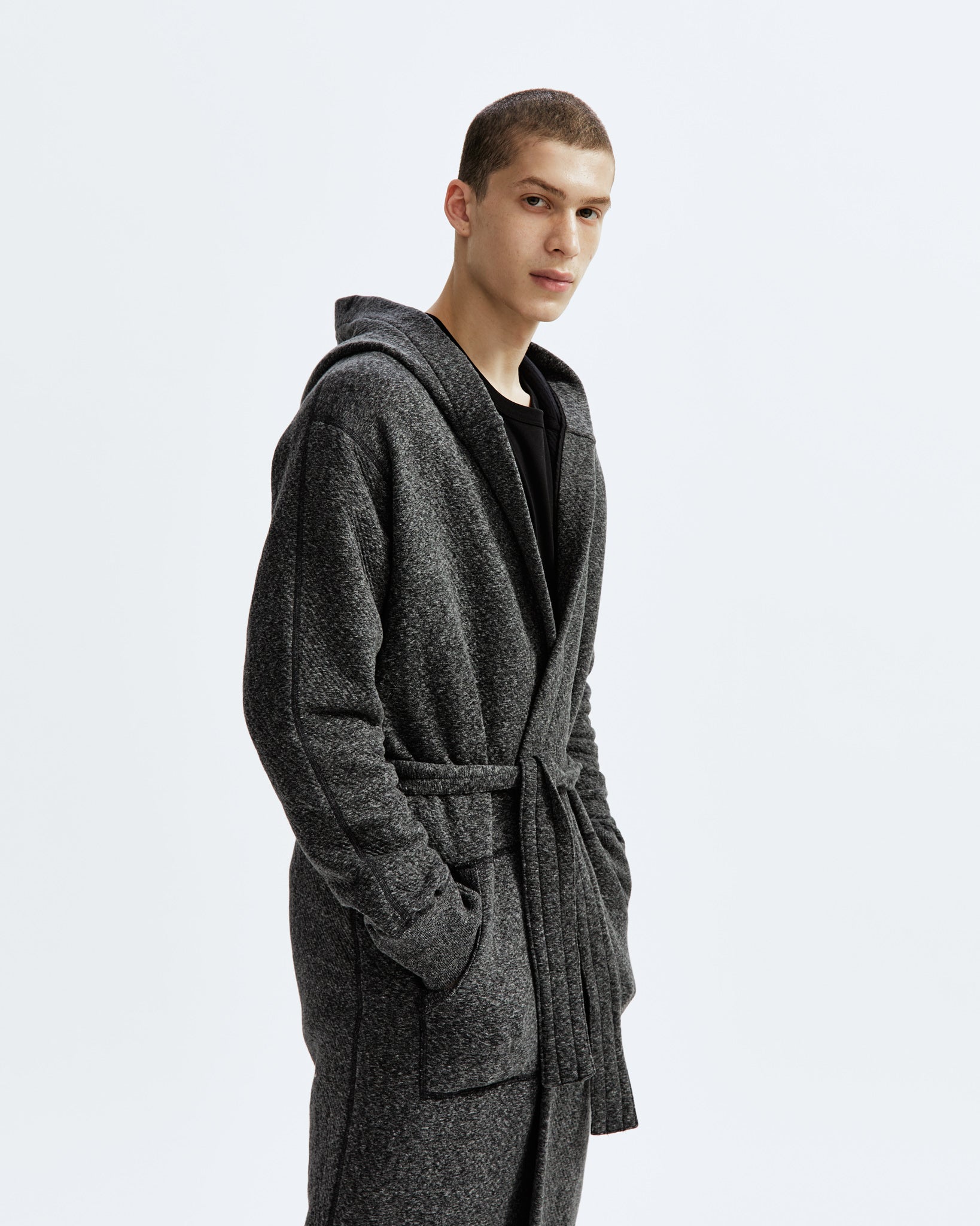 Mens fleece hooded 2025 robe