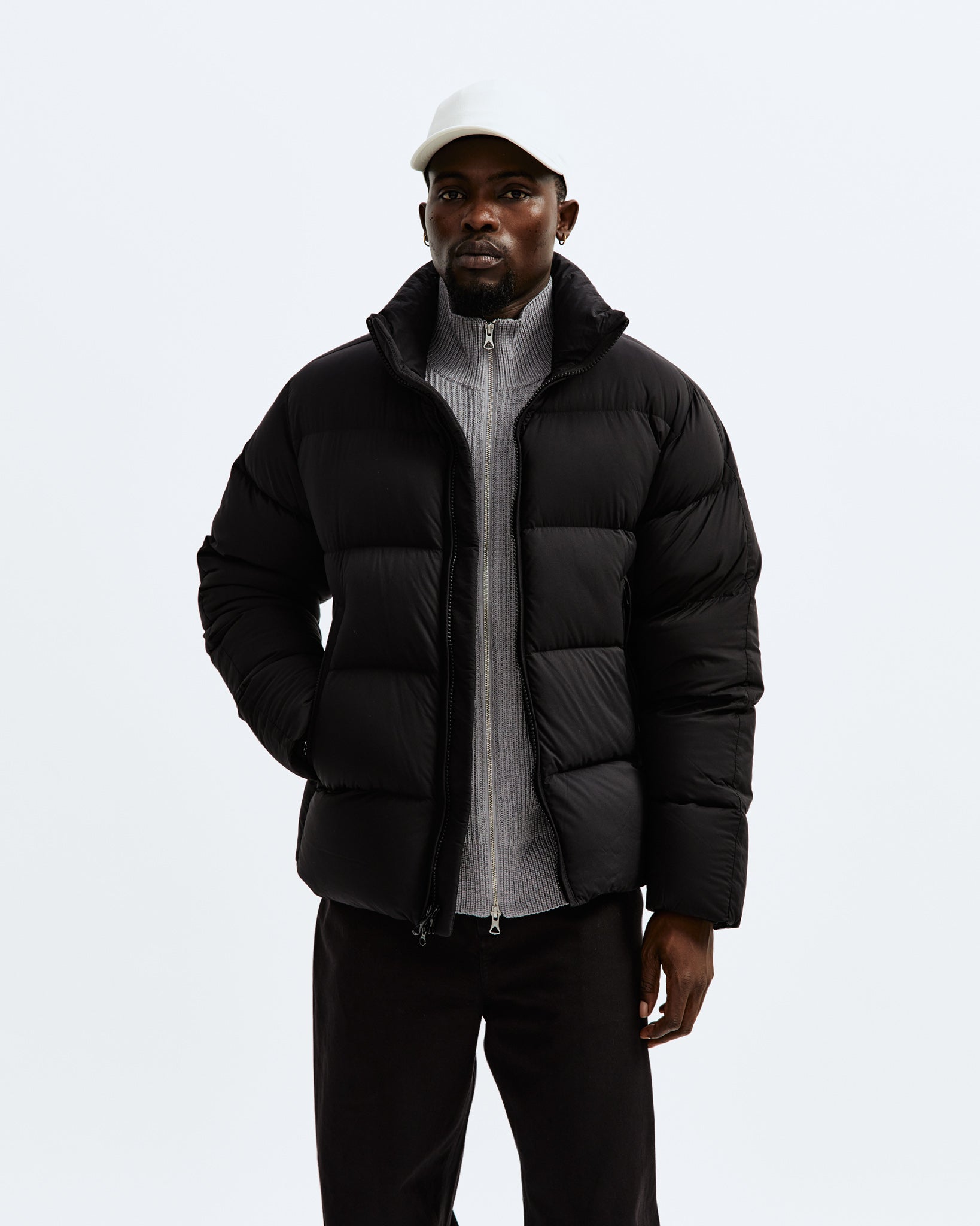 Matte black puffer jacket cheap