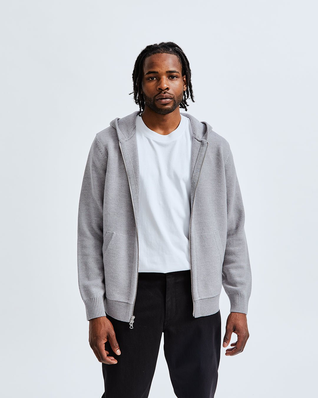 Grey sweater top zip up